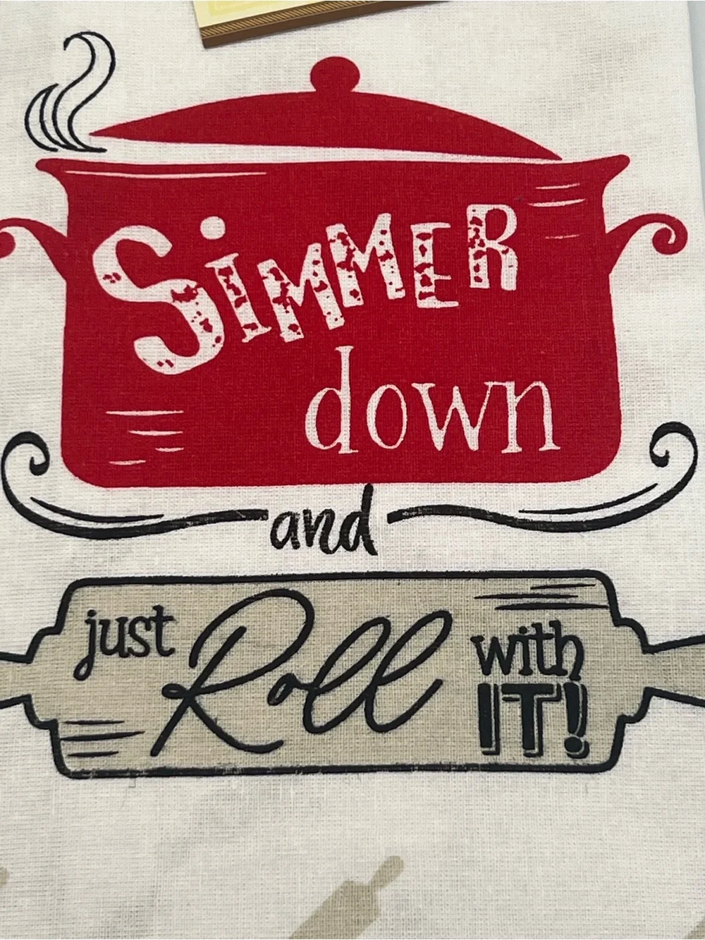 Home Collection Red and Cream 'Simmer Down' Kitchen Tea Towel Sets of 2 Kitchen